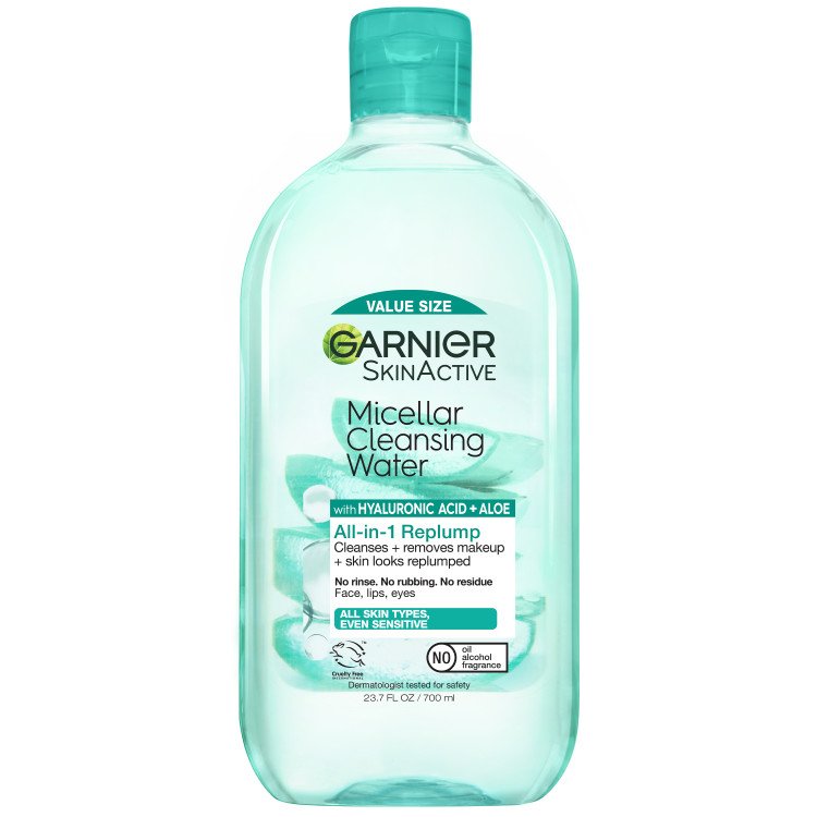 Front of pack of Garnier Micellar Cleansing Water with Hyaluronic Acid + Aloe 700mL